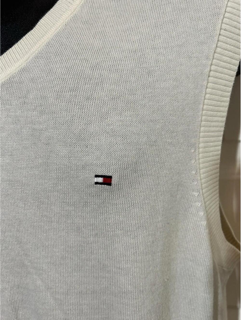 Tommy Hilfiger Sweater Vest Mens Large Cream Color Cotton Blend New - Picture 2 of 9